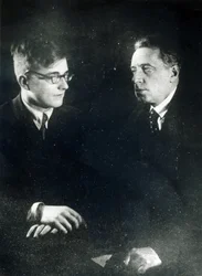 Composer Dmitri Shostakovich with the Director and Producer Vsevelod Meyerhold, c.1930